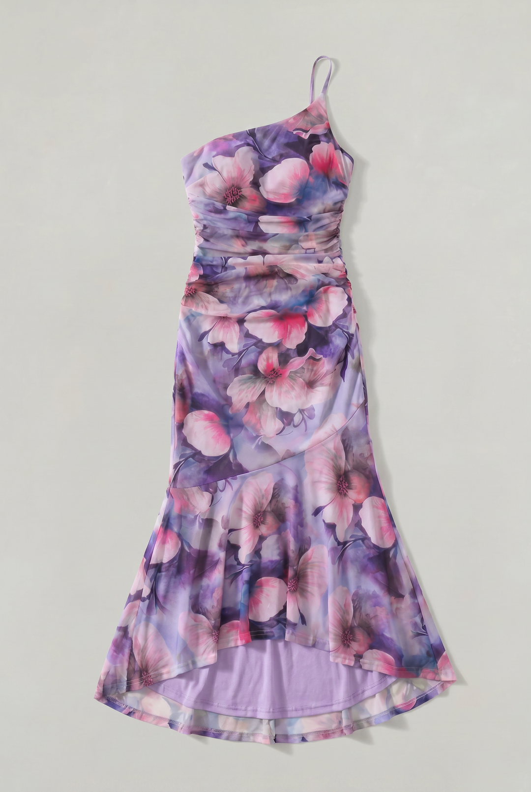 Women's elegant floral one shoulder special occasion dress. Ideal for weddings & galas.