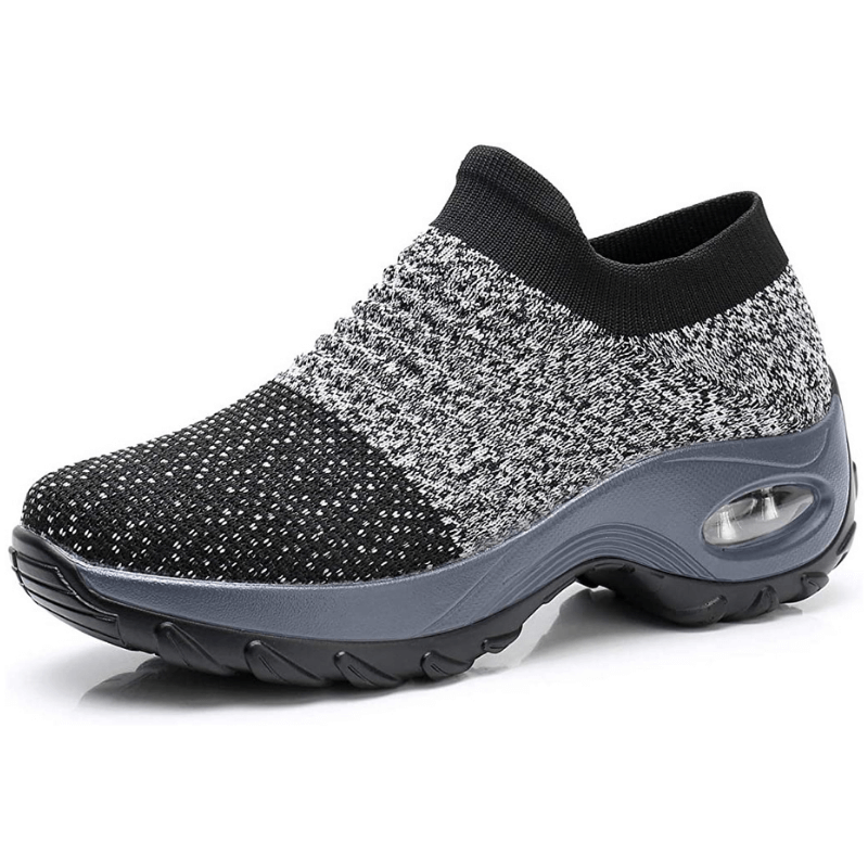 Cushioned women's walking shoes, breathable & shock-absorbing design.