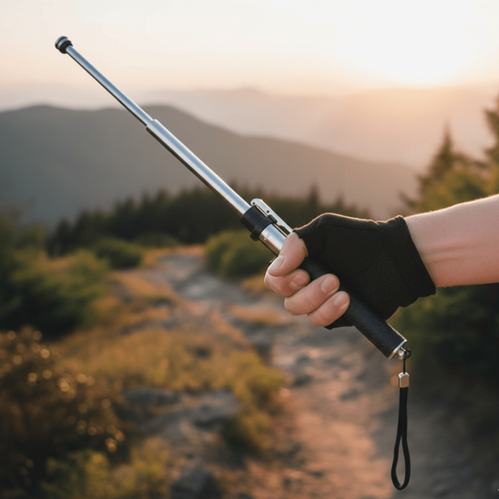 Unisex portable outdoor trekking pole for hiking, travel, and reliable walking support.