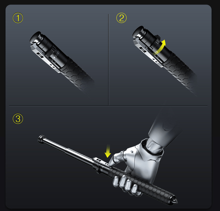 Portable unisex outdoor trekking pole for hiking, travel, support, and enhanced personal security.