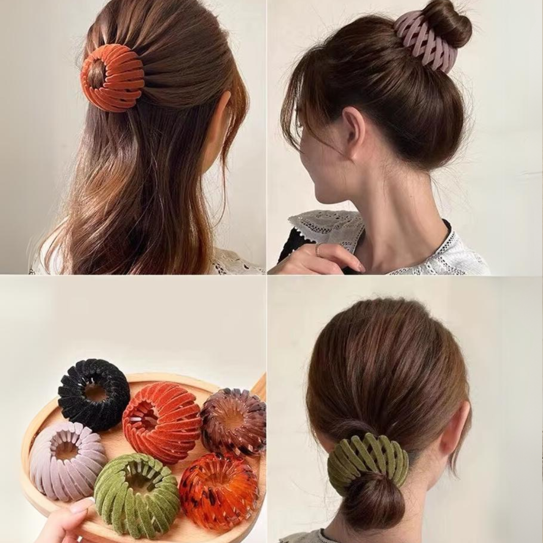 Stylish bird's nest ponytail holder clips, a set of 3 for women's easy & secure hair styling.