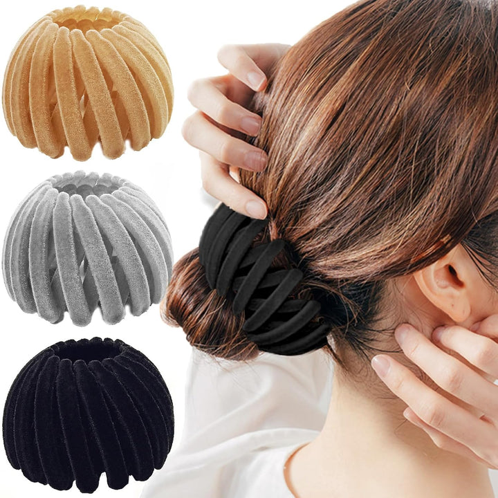 Close-up of a black bird's nest hair clip, showcasing its elegant design & strong grip for women's hair.