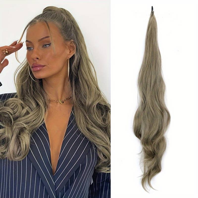 Instant volume wrap ponytail for women. Achieve full, long, wavy hair with this easy-to-wear hair accessory.