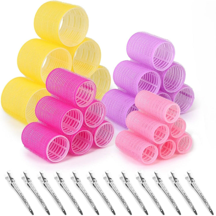 Hair roller set for women, self-adhesive, ideal for DIY hairstyling & beautiful, lasting curls.
