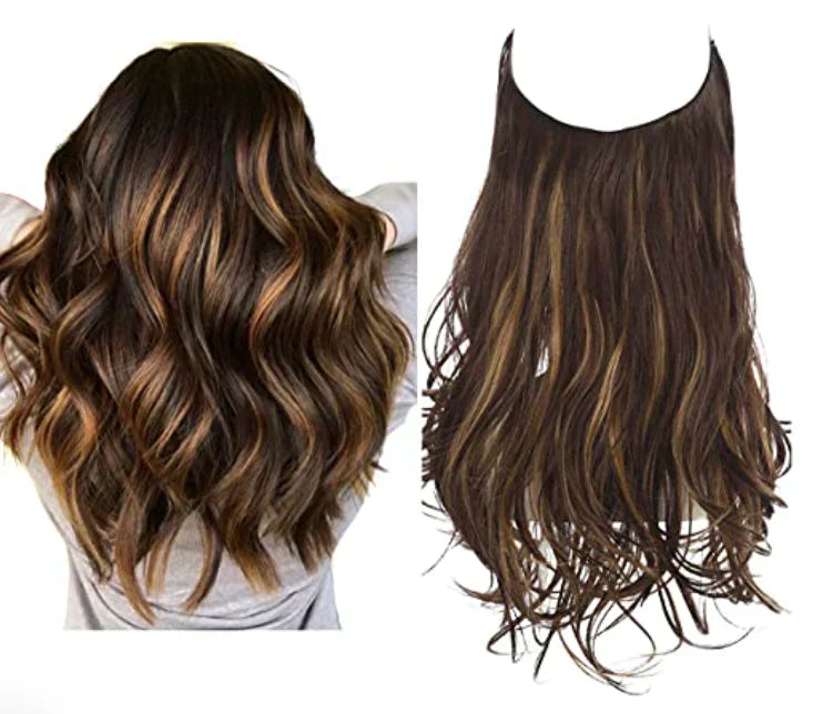 Blonde natural wave clip-in hair extensions for women. Adds beautiful volume & length instantly.