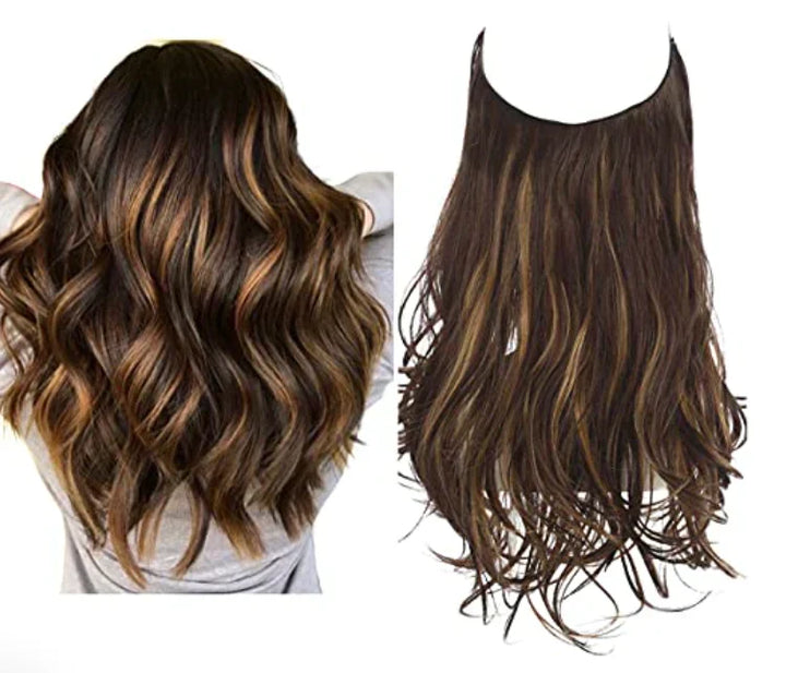 Blonde natural wave clip-in hair extensions for women. Adds beautiful volume & length instantly.