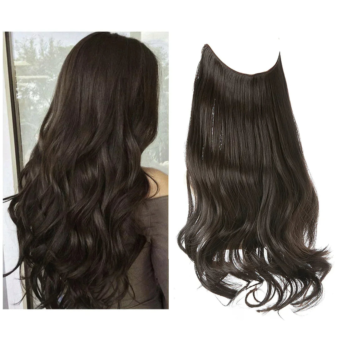 Clip-in natural wave hair extensions. Adds dramatic volume & elegant length to women's hair.