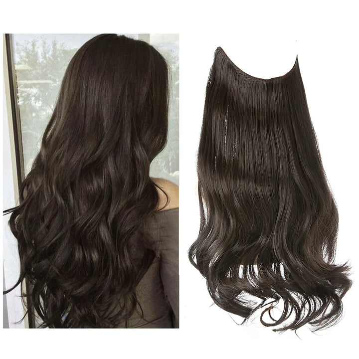 Clip-in natural wave hair extensions. Adds dramatic volume & elegant length to women's hair.