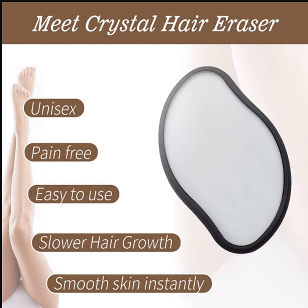 Gentle crystal hair remover for legs, arms, & body, achieving soft, smooth skin.