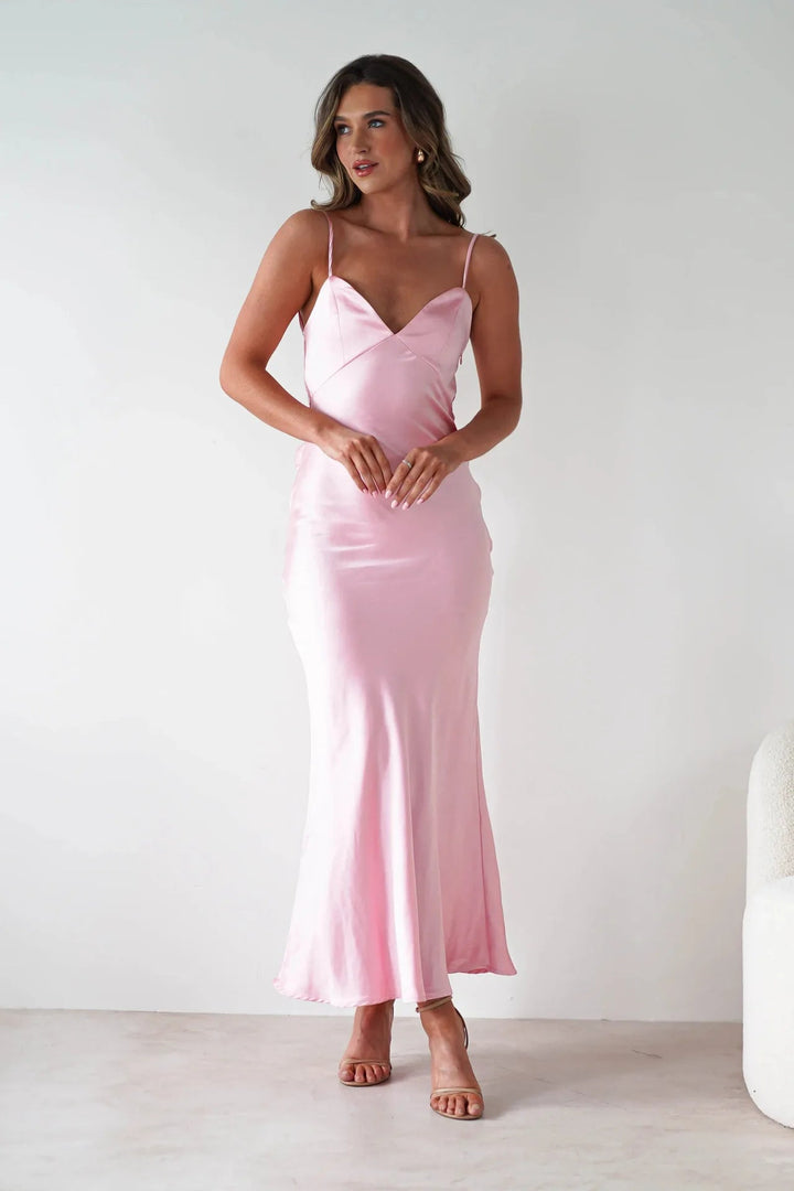 Formal V-neck midi dress for women, an elegant race day outfit & perfect for special occasions.