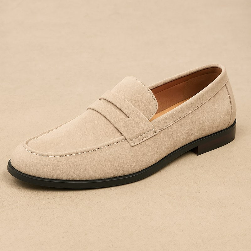 Man wearing comfortable brown slip-on loafers with smart casual attire, perfect for effortless daily style.