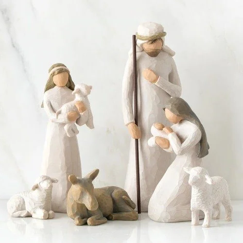 Exquisite handcrafted wooden nativity set from barn wood, 20 pieces. Rustic Christmas decor & meaningful gift.