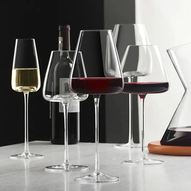 Elegant handmade crystal wine glasses and champagne flutes, lead-free stemware collection.