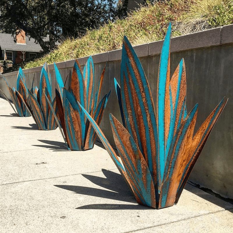 Handmade solar agave garden lamp, waterproof outdoor accent light for yards.