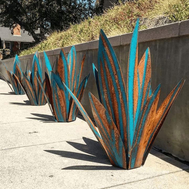 Handmade solar agave garden lamp, waterproof outdoor accent light for yards.