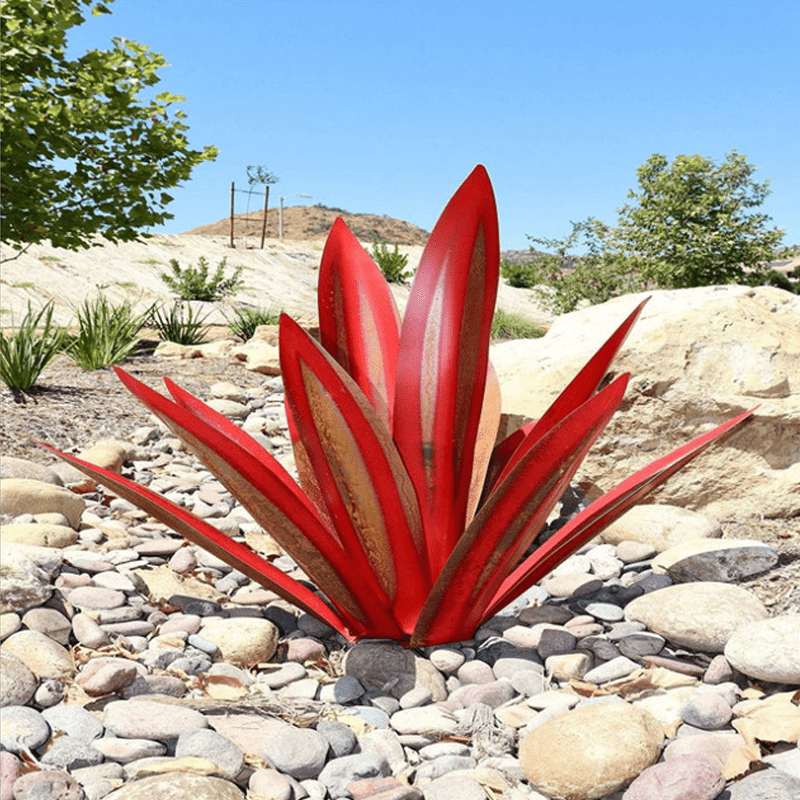 Waterproof solar agave garden lamp, unique outdoor decor and lighting.