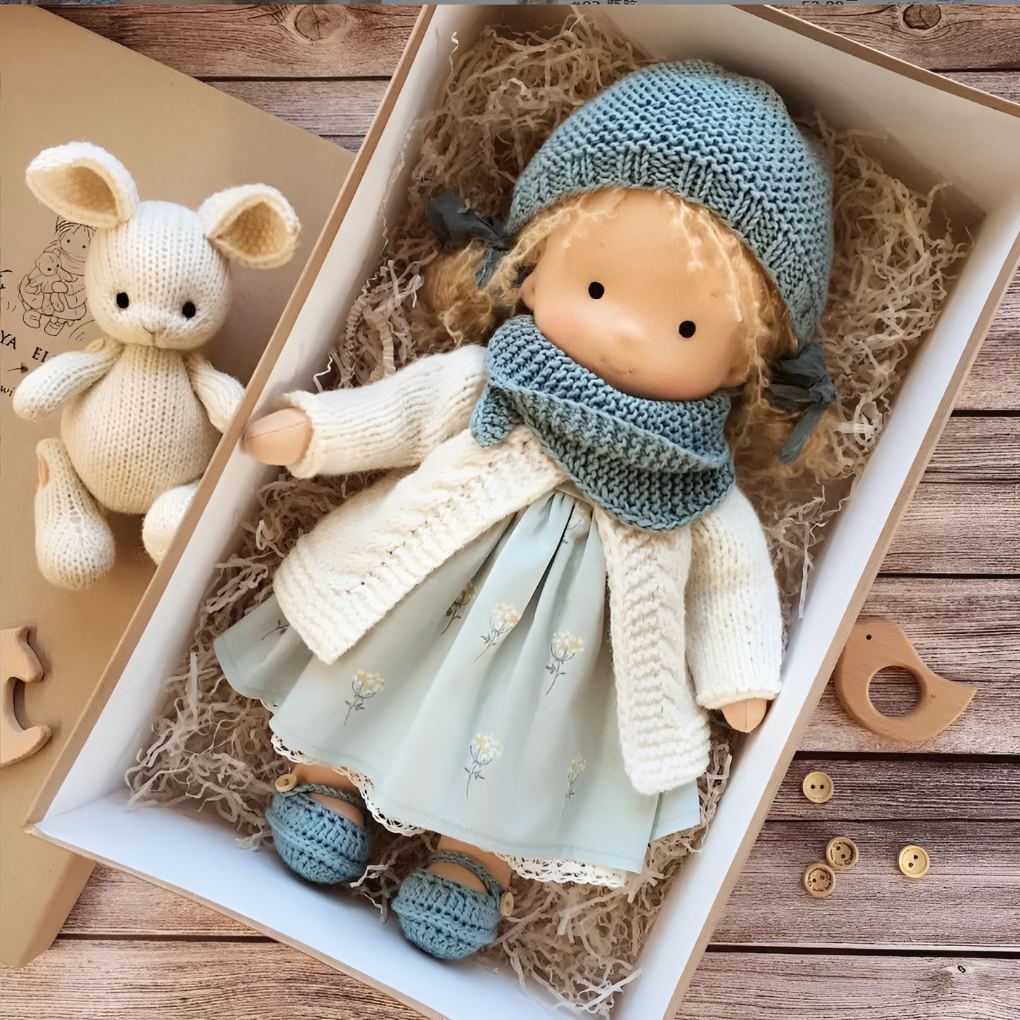 Hand-stitched details make this Waldorf cuddly toy uniquely special.