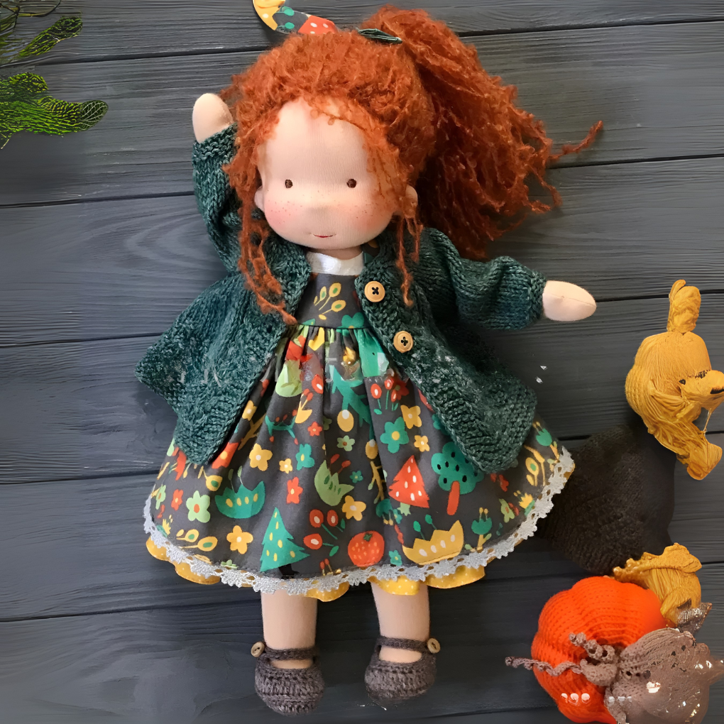 Simple beauty of a Waldorf doll, encouraging focus on imaginative play.