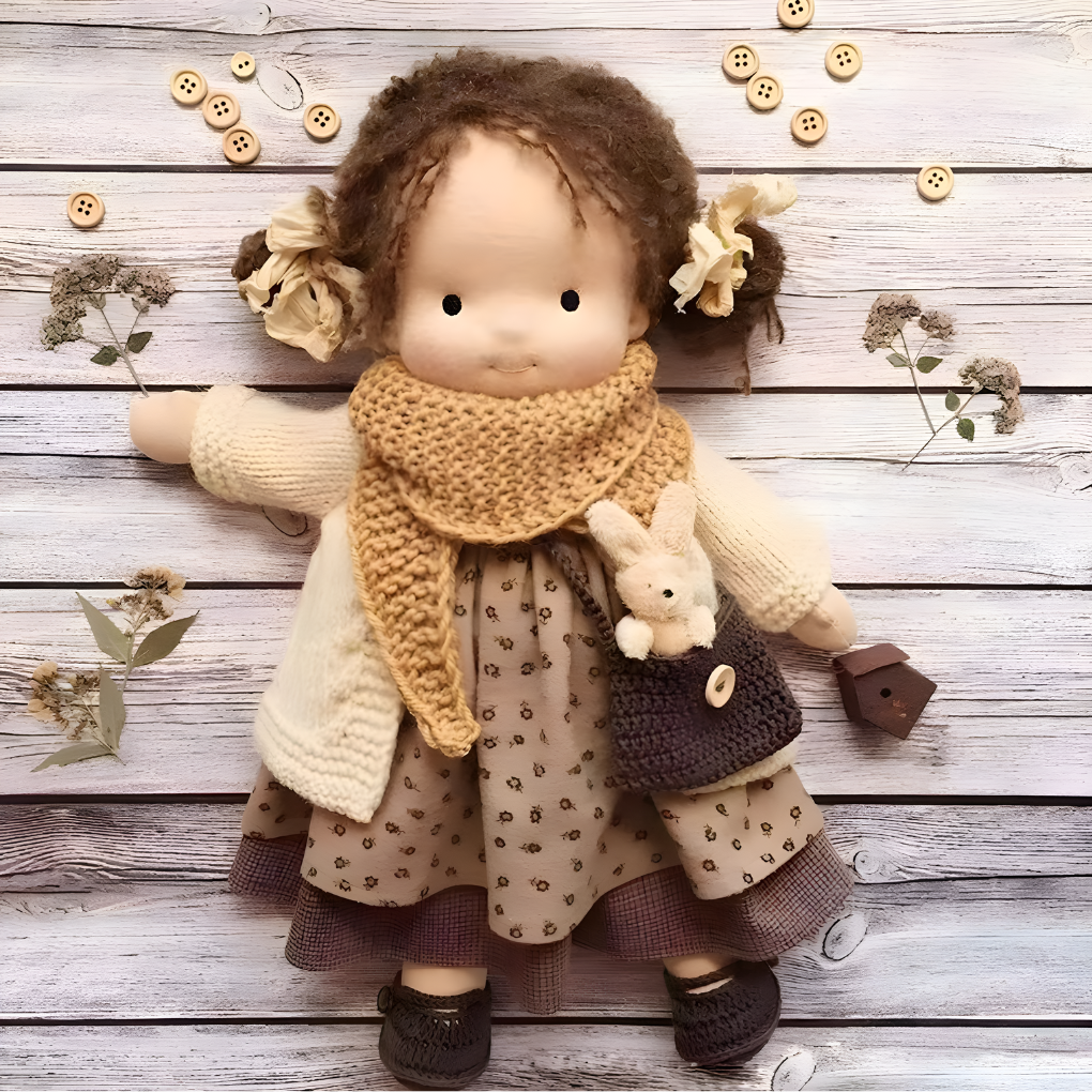 Handmade Waldorf doll designed to be a child's trusted playmate.