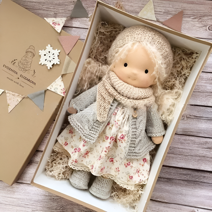 Heirloom quality craftsmanship in this wool-stuffed Waldorf cuddly toy.