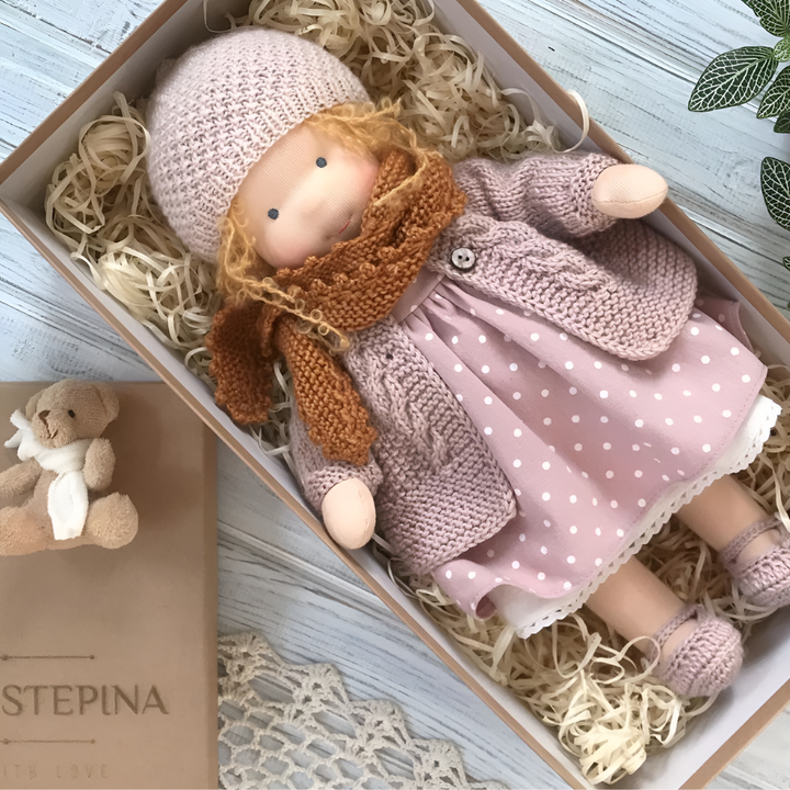This Waldorf doll encourages pretend play and social skill development.