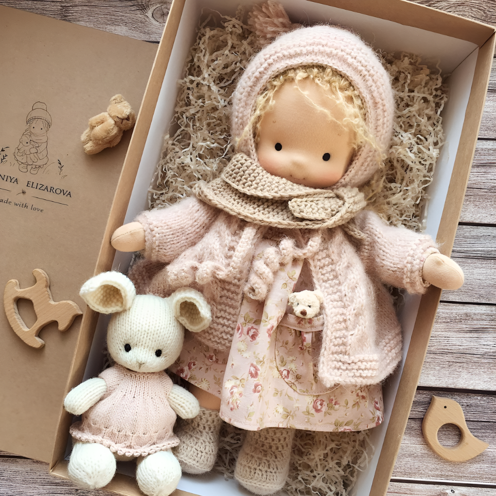 Natural, soft, and safe: the essential qualities of this handmade Waldorf doll.