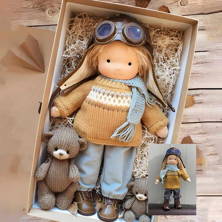 Handmade Waldorf doll, a soft natural fabric companion for children's imaginative playtime.
