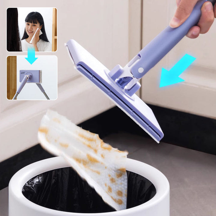 Effortless home cleaning with this hands-free mini mop, perfect for wet wipe floor cleaning.