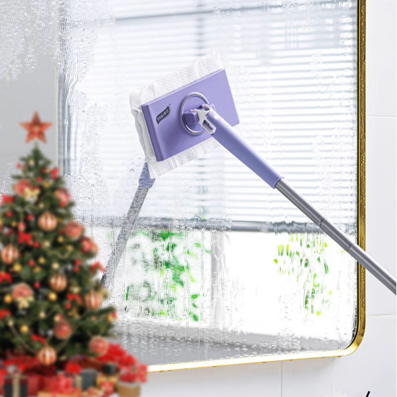 Hands-free mini wet wipe mop in purple, offering 360° rotation for versatile home cleaning.