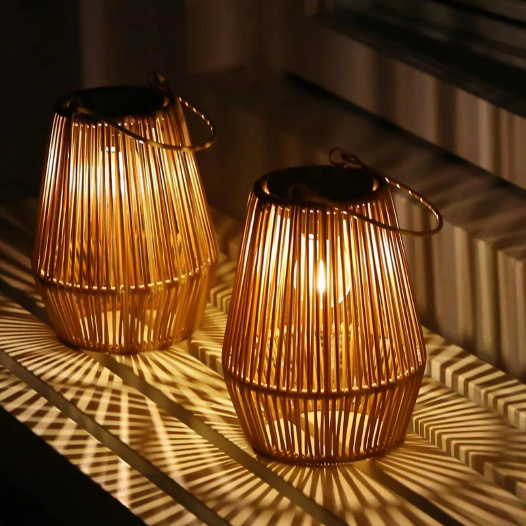 Waterproof handwoven solar landscape lamp, a decorative & energy-efficient outdoor garden light.