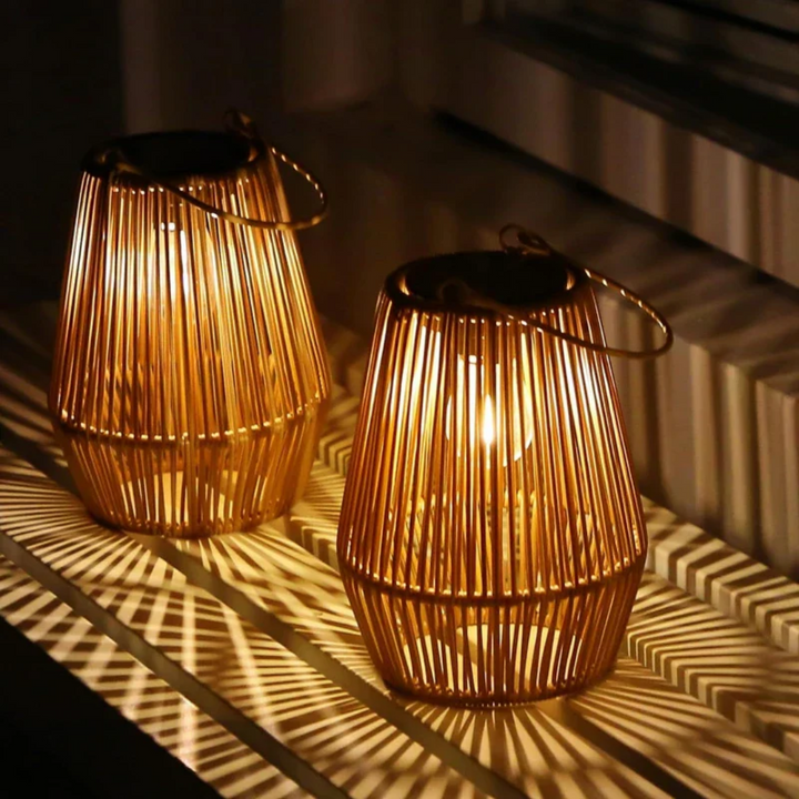 Waterproof handwoven solar landscape lamp, a decorative & energy-efficient outdoor garden light.