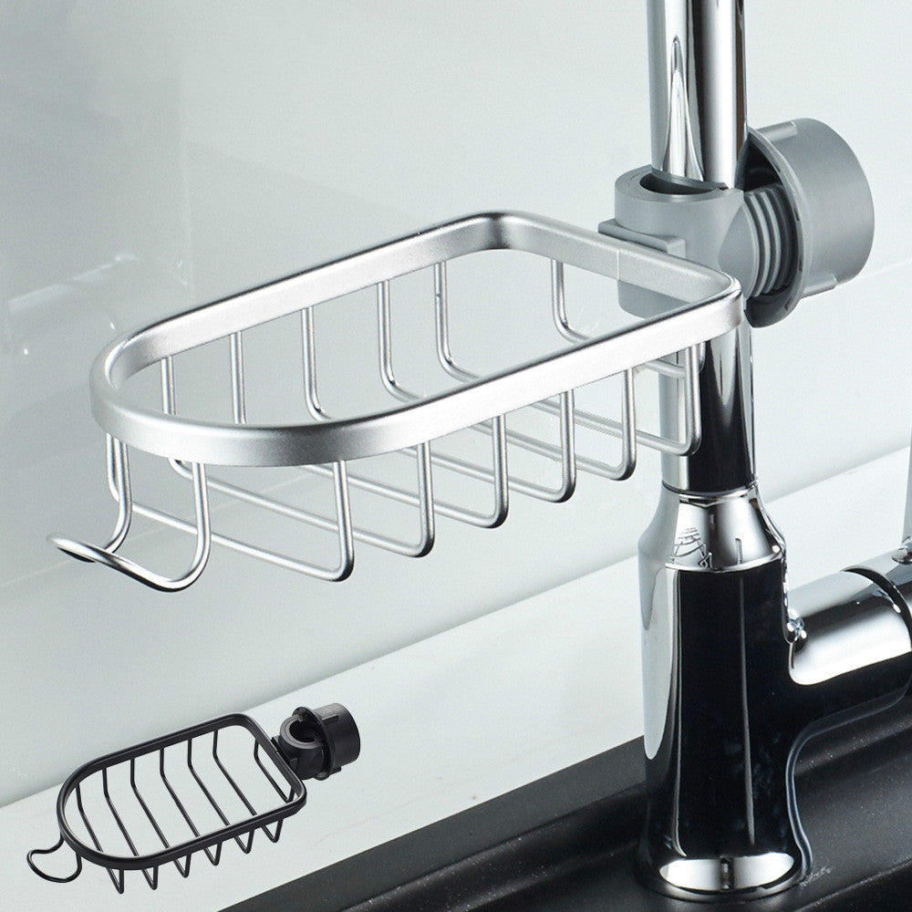 Aluminum no-drill wall mount shower caddy, quick-drying drain rack for hygienic bathroom organization.