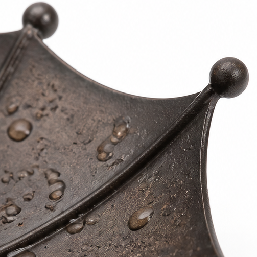 Unique umbrella-shaped hanging bird feeder & bath, made from durable metal for outdoor use.