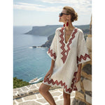 Beige with Red Embroidery