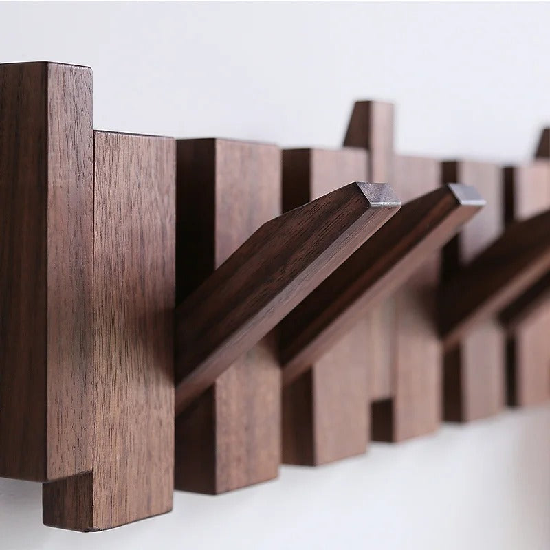 Wall mounted beech piano design coat rack, stylish entryway decor and scarf hanger.