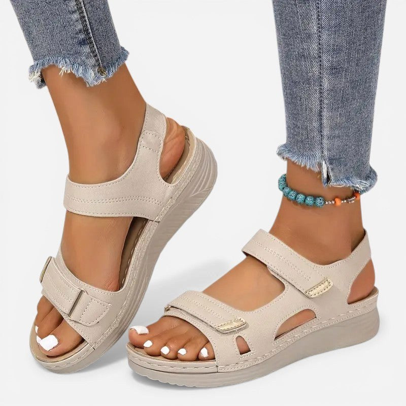 Casual women's slip-on sandals, comfortable & supportive orthopedic footwear for everyday wear.