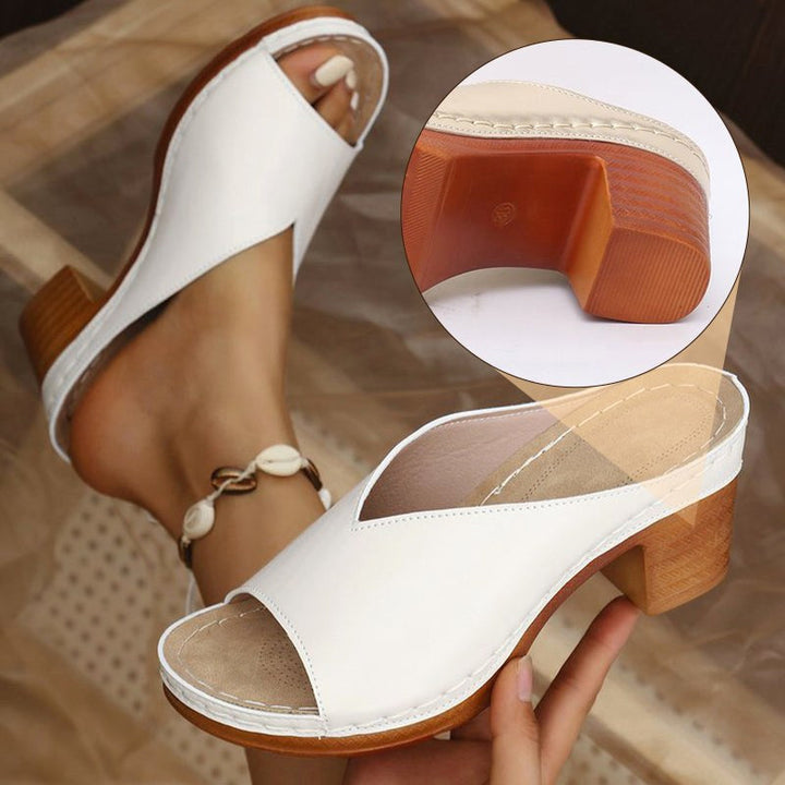Stable women's orthopaedic block heel sandals, excellent arch support, secure footing for comfortable wear.