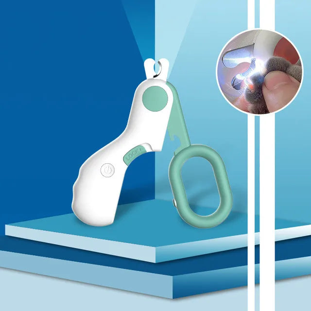 Pet nail clippers with LED light for safe, easy dog & cat paw trimming.