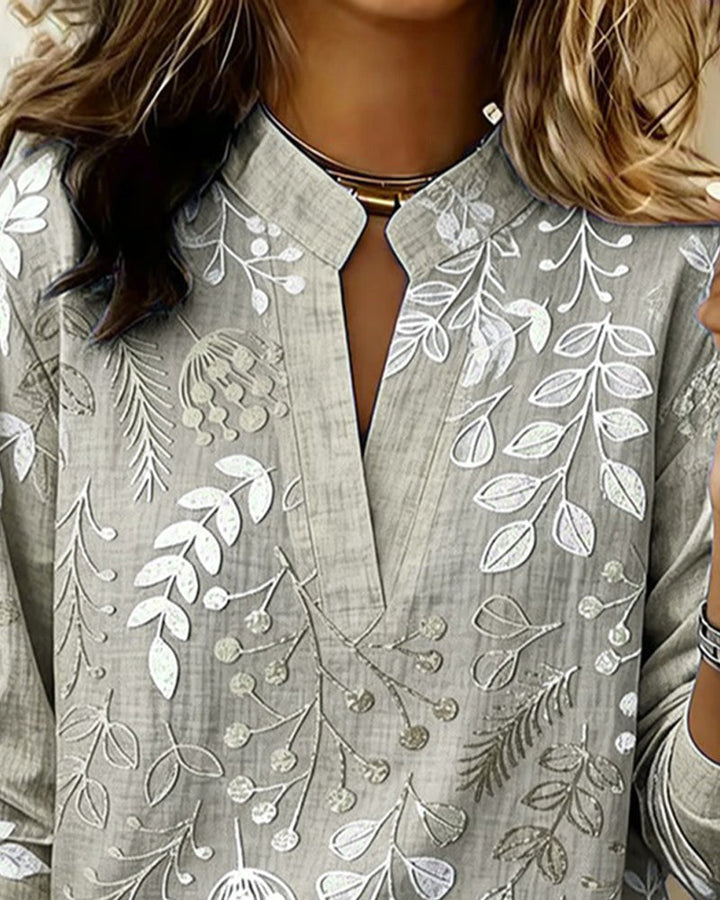 Versatile women's floral V-neck top, easily transitions from casual daywear to elegant evening.