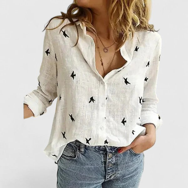Women's Linen Button-Down Shirt Relaxed Fit