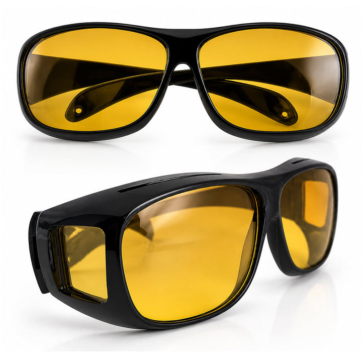 Set of two: polarized driving sunglasses & night vision glasses. Ultimate eye comfort & glare reduction for day & night driving.