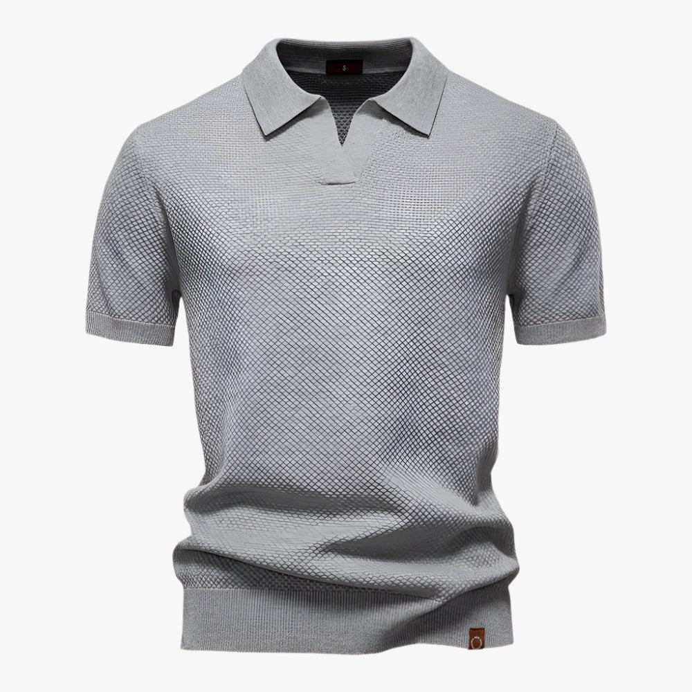 Everyday men's casual V-neck polo shirt, short sleeves for a relaxed summer look.