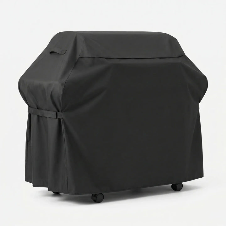 Premium black heavy-duty waterproof outdoor grill cover for gas barbecues. Ultimate weather protection.