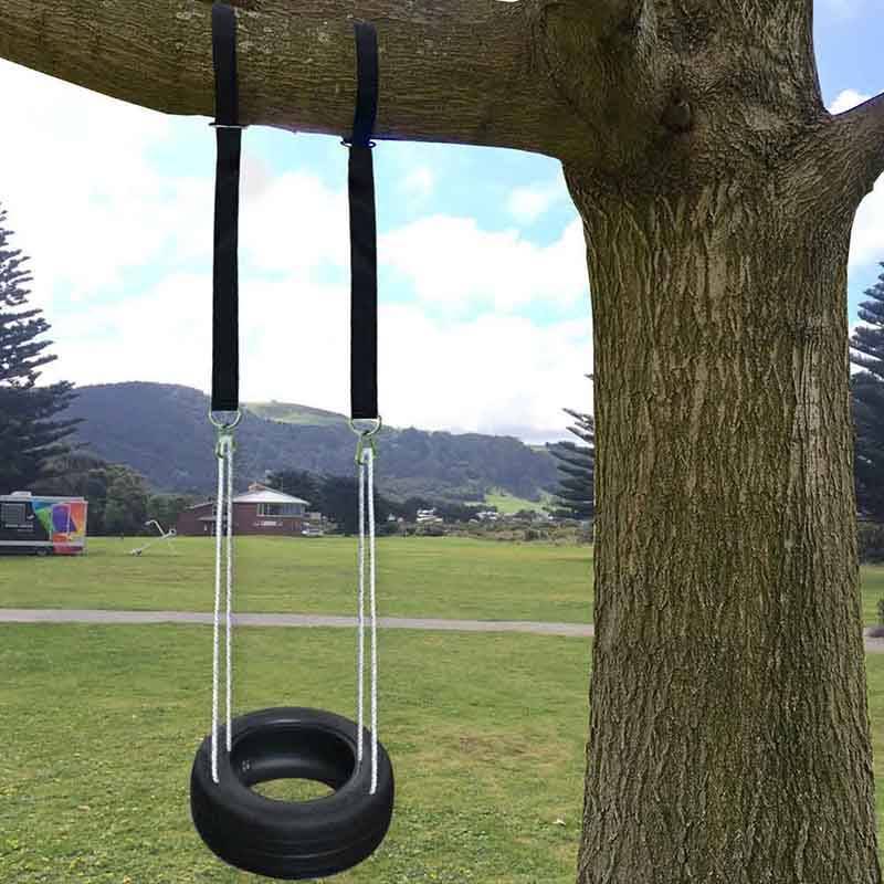 Durable weather-resistant polyester tree straps, perfect for hanging swings & hammocks in any outdoor setting.