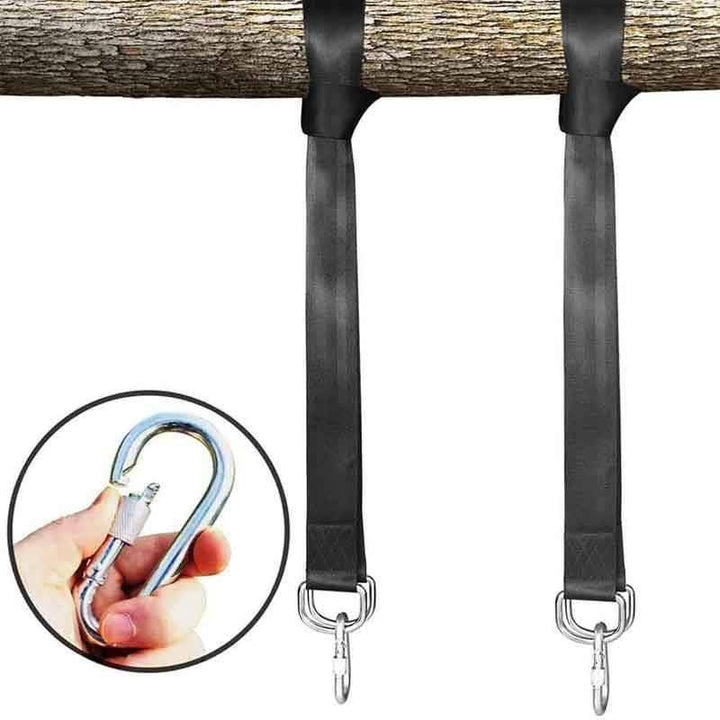 Safe heavy-duty tree swing straps kit, ideal for backyard fun. Weather-resistant polyester hammock straps included.