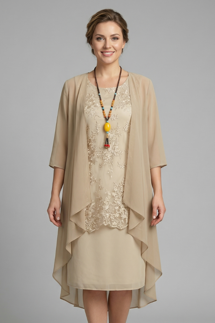 Sky blue layered lace midi cocktail dress for women, featuring a relaxed fit, high-low hem, and elegant design.