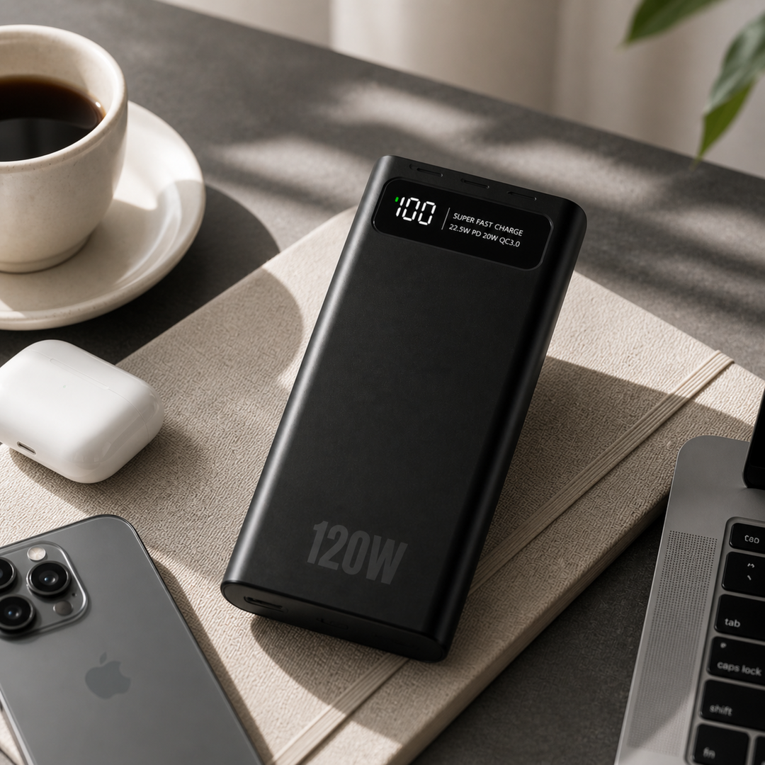 Universal fast charging power bank with USB-C for quick device power-ups on your adventures.