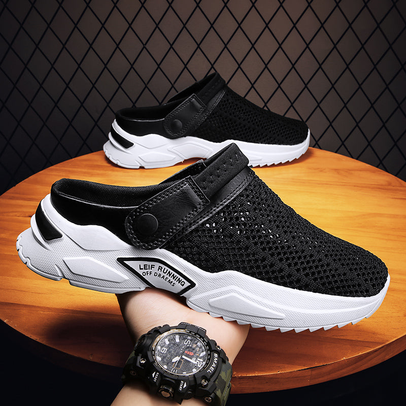 Breathable men's orthopedic walking clogs, cushioned for foot support & easy slip-on comfort. Ideal casual shoes.