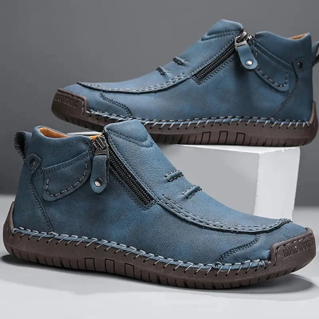 Comfortable men's orthopedic ankle boots with side zip, offering support for walking & daily activities.