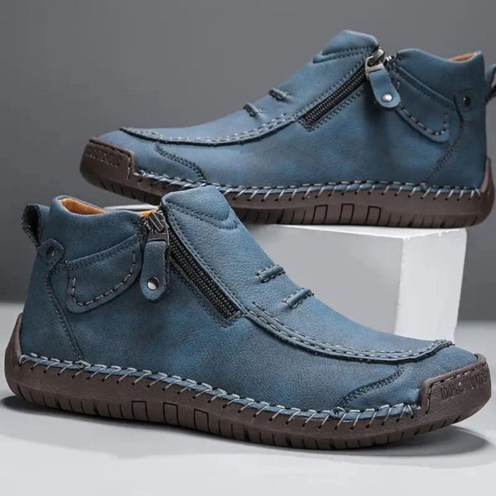 Comfortable men's orthopedic ankle boots with side zip, offering support for walking & daily activities.